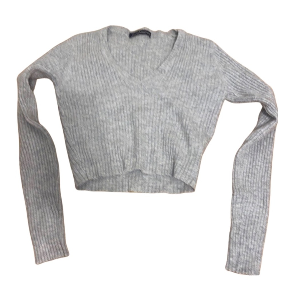 Brandy Melville Grey Long Sleeve Crop Top